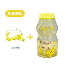 Milk Carton Water Bottle – 480ml Kawaii Plastic Cup for Kids and Adults