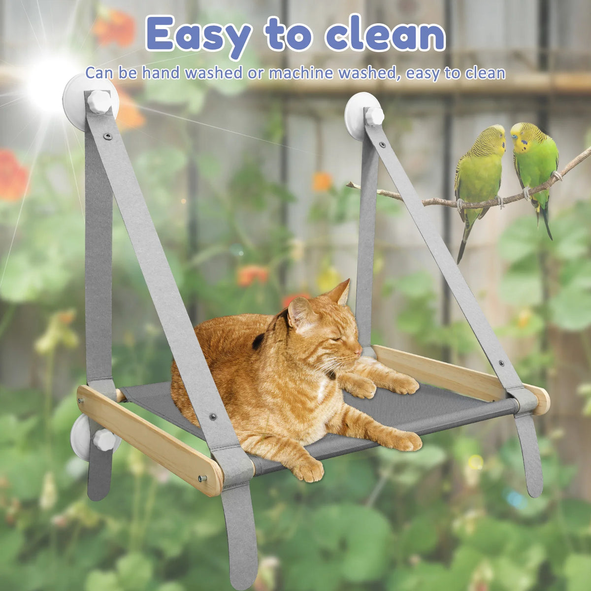 Foldable Cat Window Hammock – Suction Cup Aerial Perch for Indoor Cats