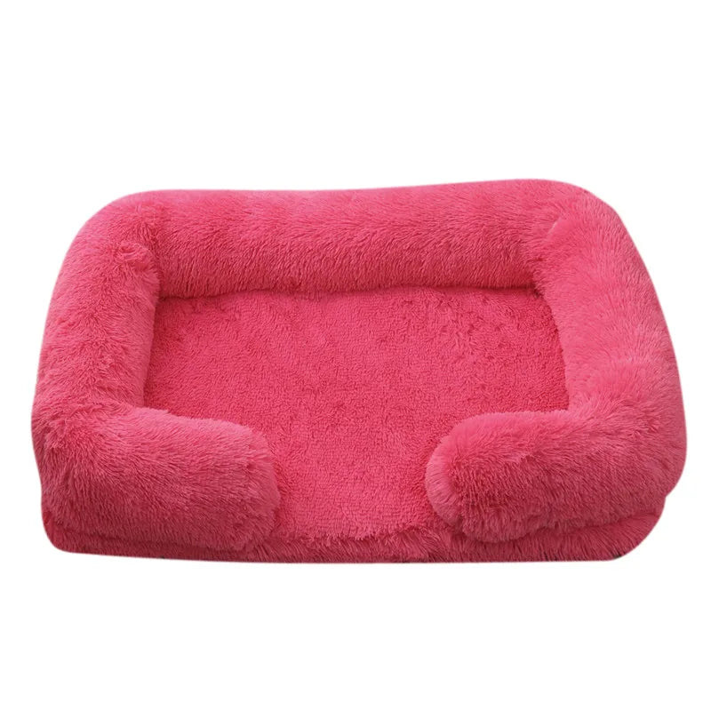 Plush Rectangular Dog Bed – Washable Fluffy Pet Cushion for Small to Large Dogs