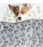 Soft Fluffy Pet Blanket – Cartoon Paw Print for Dogs and Cats