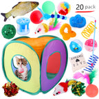 Interactive Cat Play Tunnel – Foldable Mouse and Fish Toy Set for Pets
