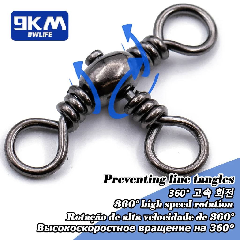 Stainless Steel 3-Way Barrel Swivels – Fishing Tackle for Saltwater Rigs