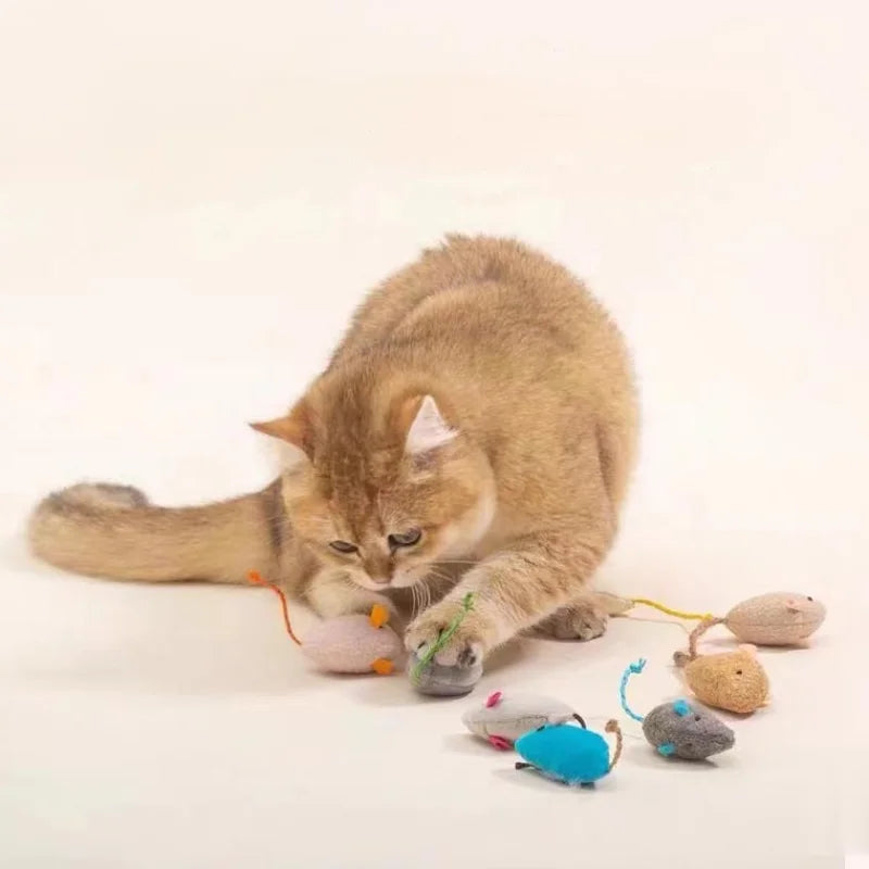 Interactive Plush Mouse Cat Toys – Bite Resistant Scratch Mice for Kittens