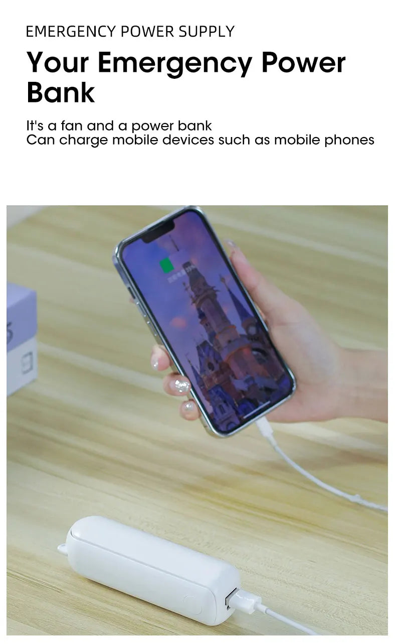 Portable USB Handheld Fan – Rechargeable Collapsible Cooler for Office Home
