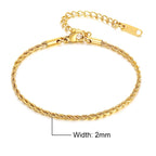 Stainless Steel Rope Chain Bracelet – Unisex Twisted Link Jewelry for Gift
