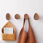Natural Wooden Wall Hooks – Minimalist Coat and Hat Hanger for Entryway