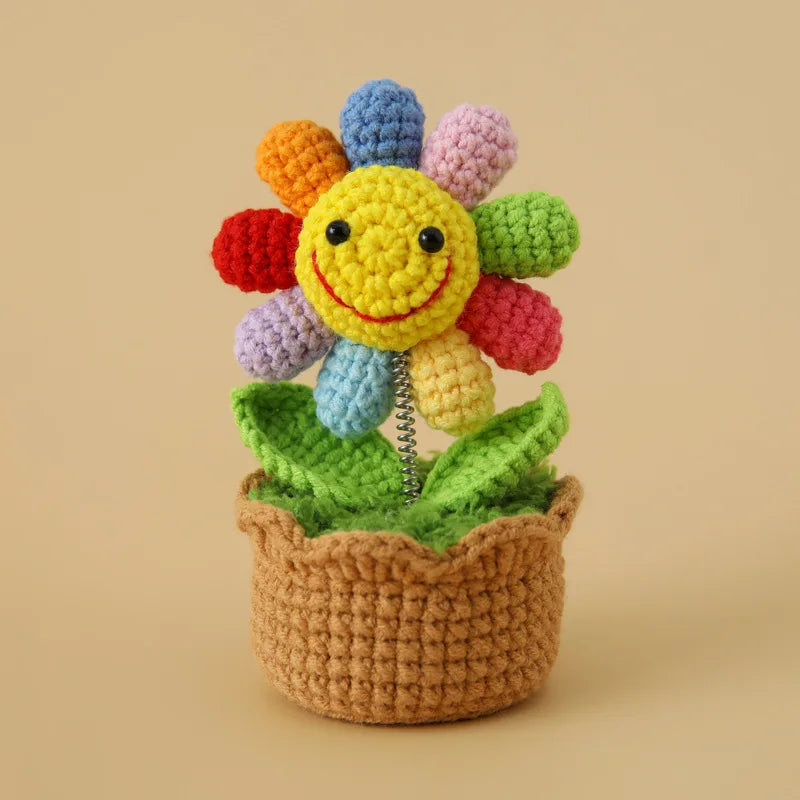 Handwoven Crochet Sunflower Potted Plant – Decorative Gift for Home Decor