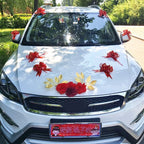 Silk Flower Wedding Car Decoration Kit – Floral Ribbons for Bridal Vehicles