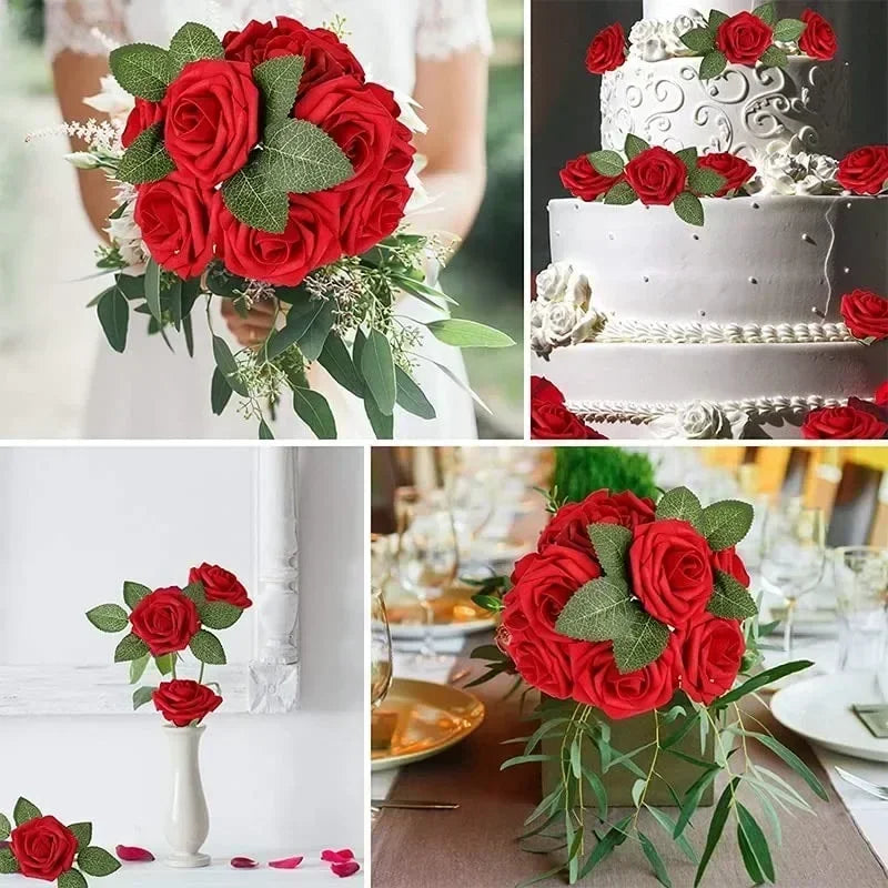 Artificial Foam Rose Heads – Realistic Silk Flowers for DIY Wedding Decor