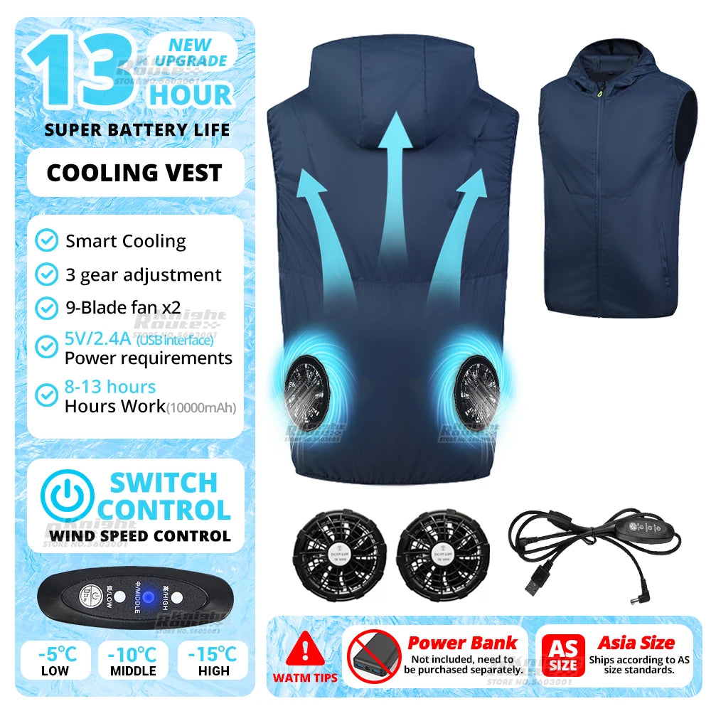 Air-Conditioned Cooling Vest – 13-Hour Fan System for High-Temperature Work