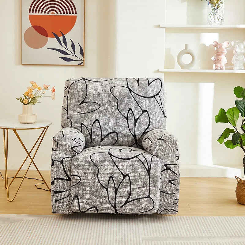 Printed Elastic Recliner Cover – Stretch Slipcover for Living Room Furniture