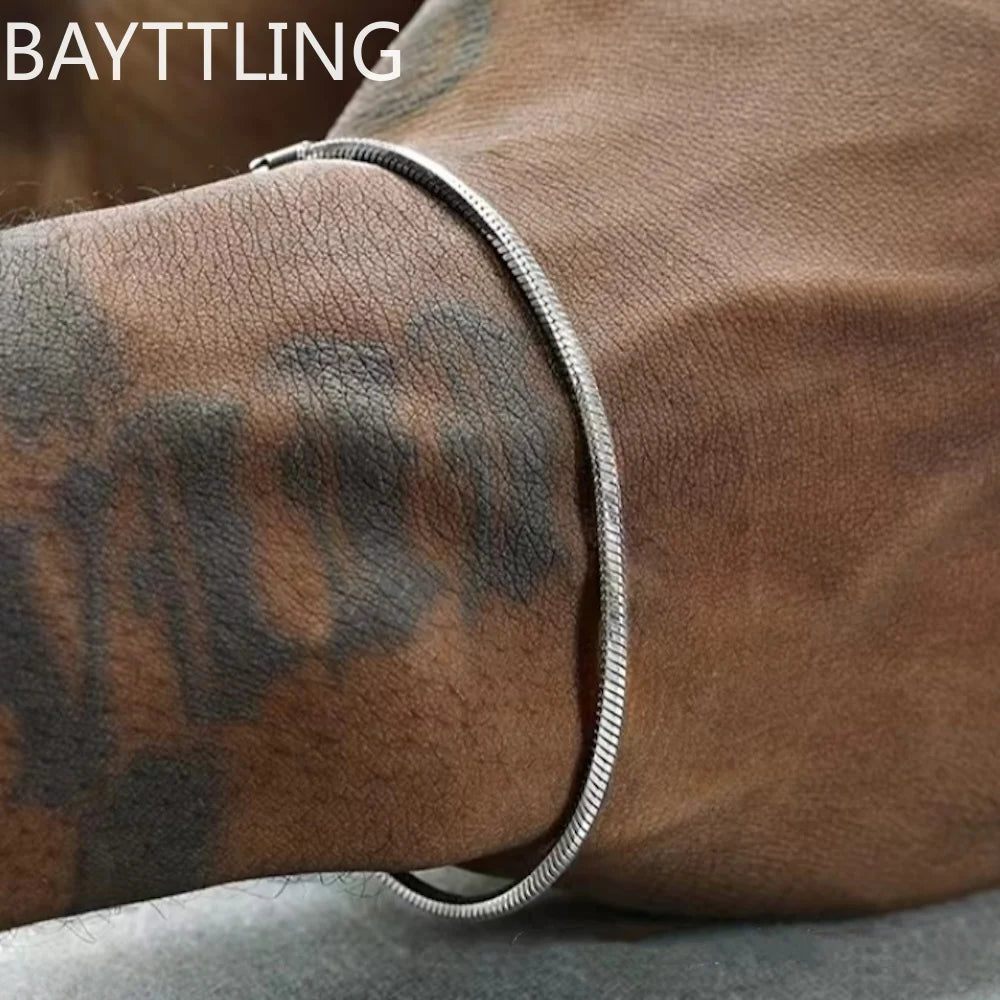 925 Sterling Silver Snake Chain Bracelet – 3mm Minimalist Jewelry for Men Women