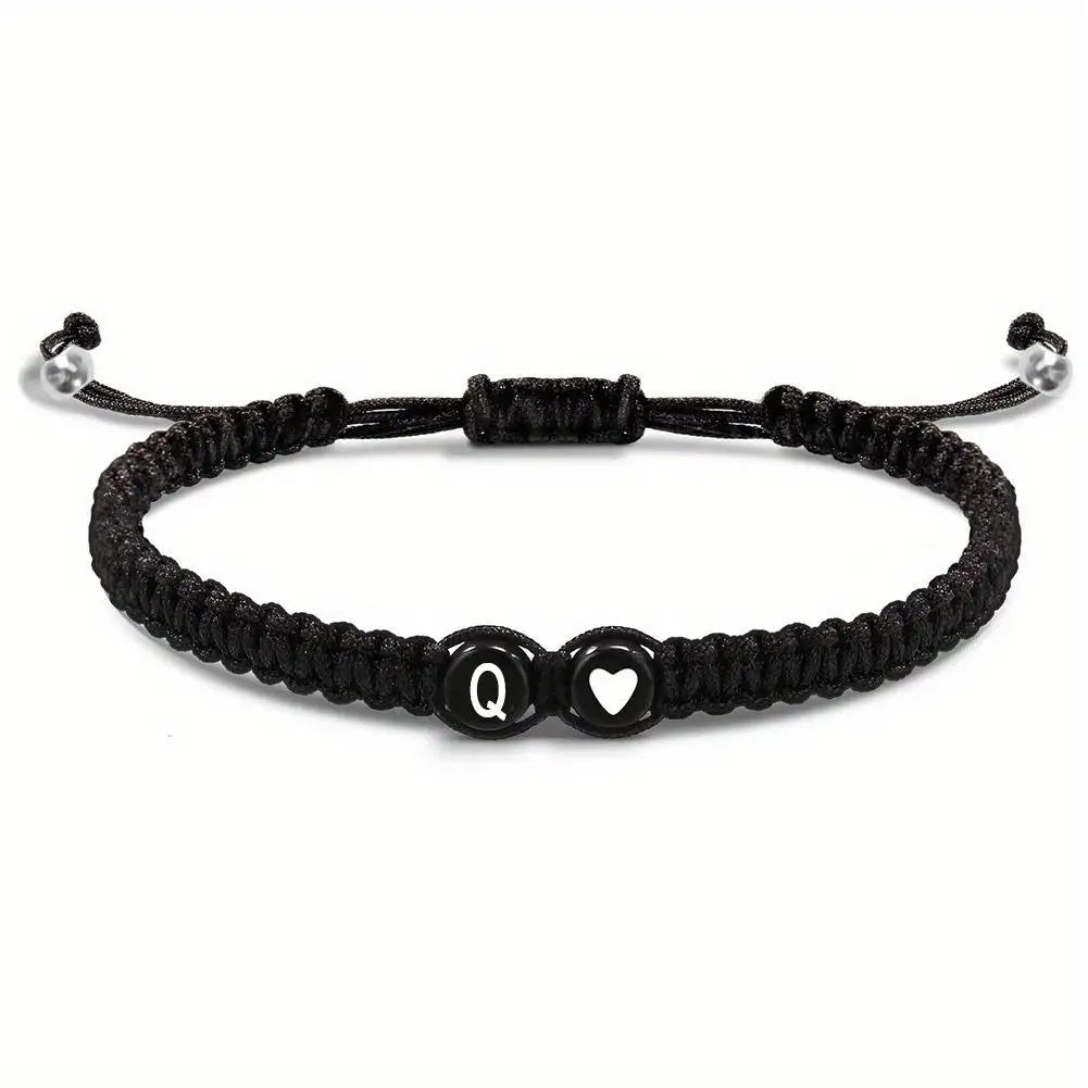 Initial Heart Braided Bracelet – Adjustable A-Z Friendship Jewelry for Gifts
