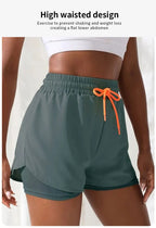 High Rise Yoga Shorts – Two-in-One Athletic Apparel for Gym Running