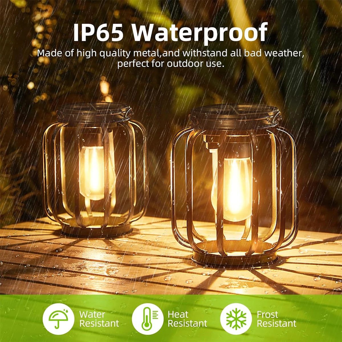 Solar LED Lantern – Waterproof Warm White Light for Outdoor Garden Decor