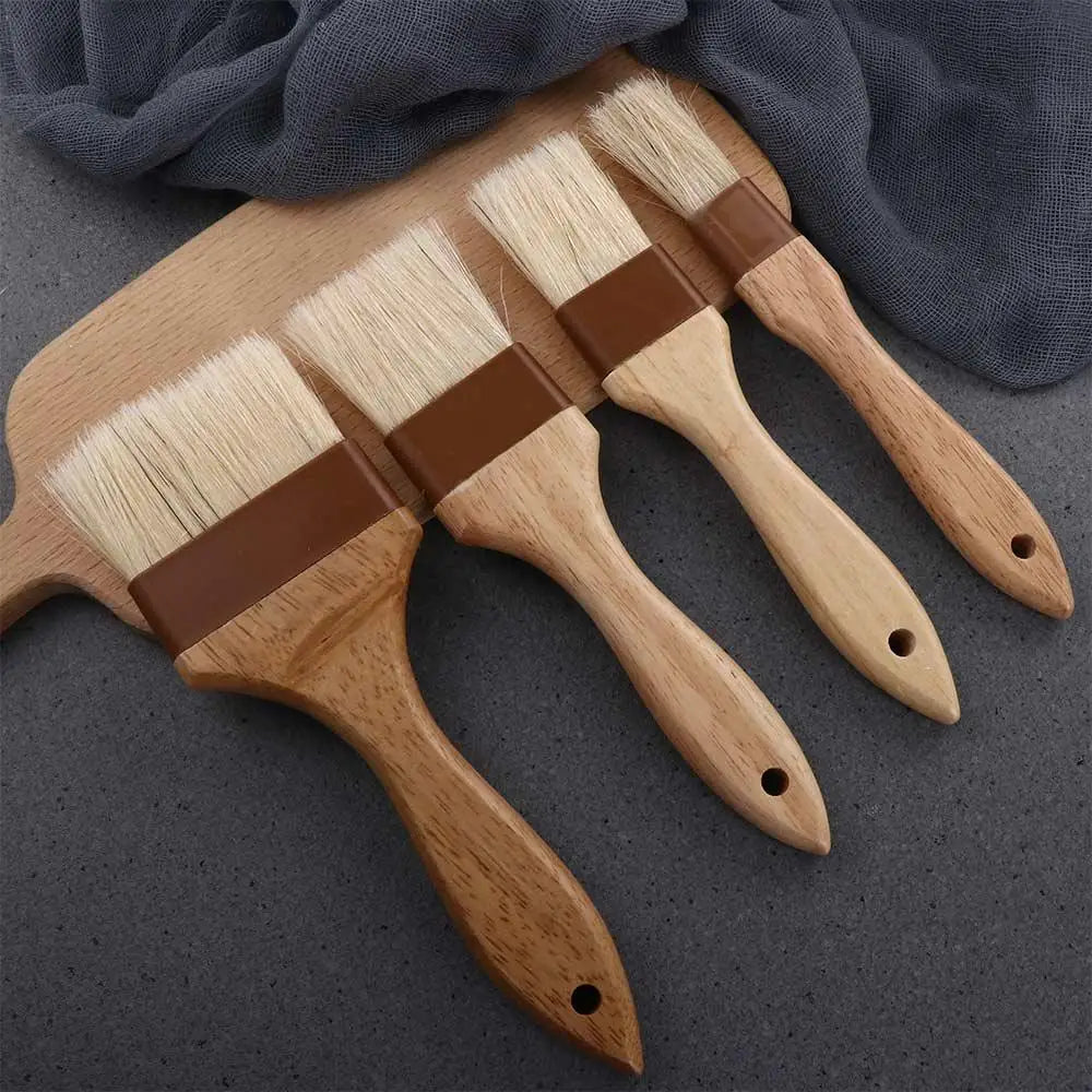 Wooden Bristle Pastry Brush – Flat Oil Basting Tool for Baking and Barbecue