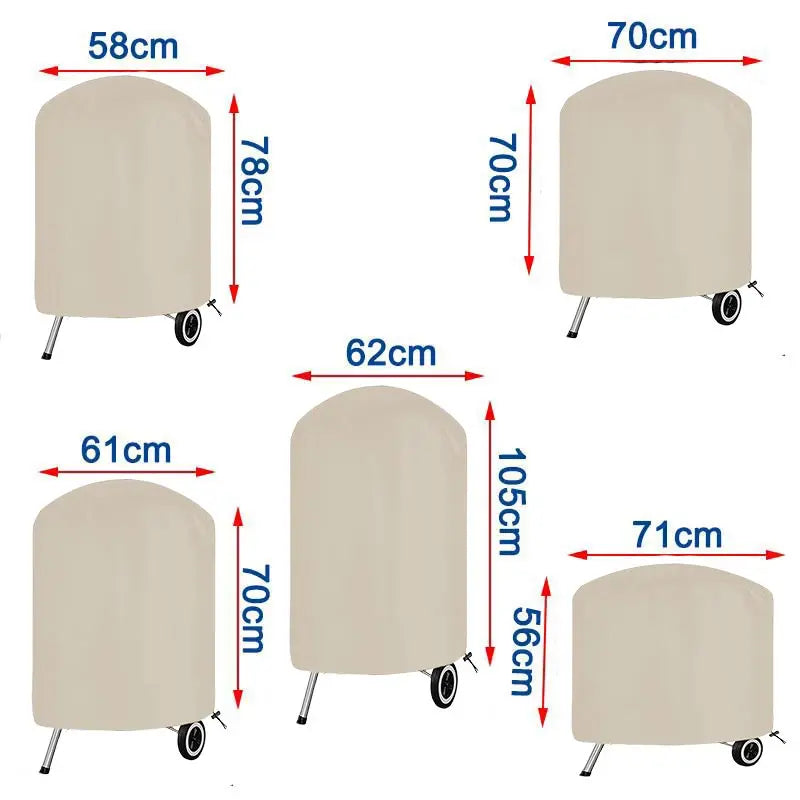 Round BBQ Grill Cover – 210D Oxford Waterproof Hood for Outdoor Cooking