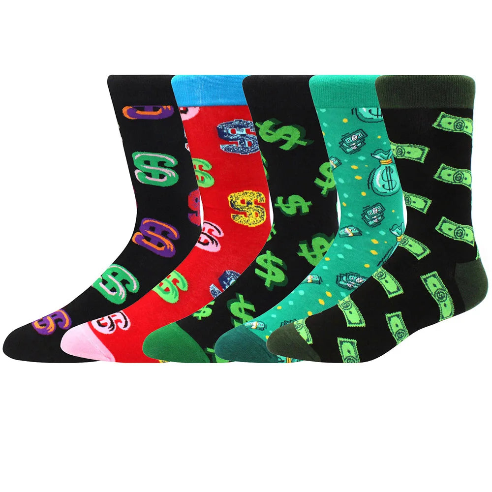 Combed Cotton Crew Socks – Novelty Patterned Casual Apparel for Men and Women