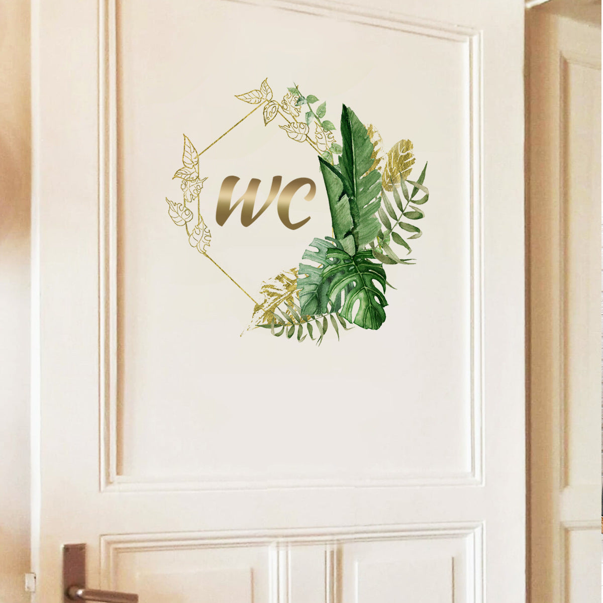 Vinyl Green Plant Wall Sticker – Waterproof Bathroom Toilet Decal Sign
