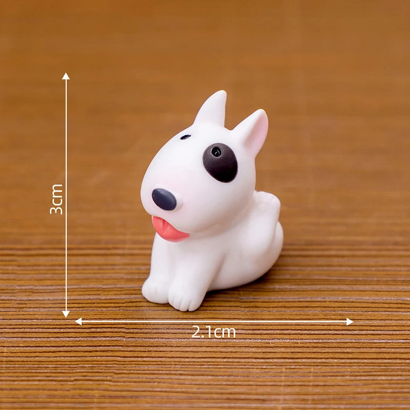 Mini Bull Terrier Dog Figurine – Micro Landscape for Home Desktop Decor