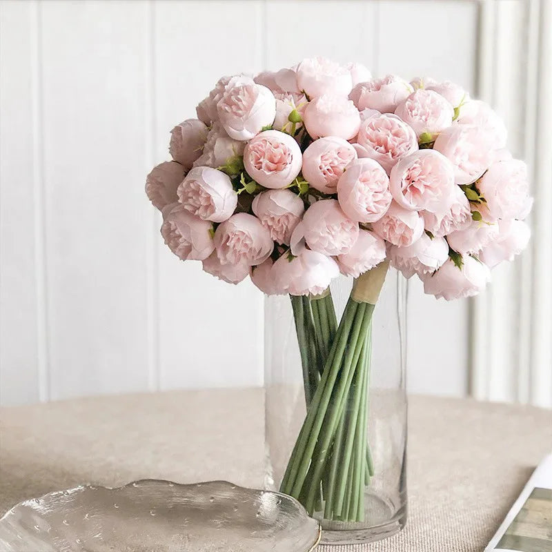 Silk Peony and Rose Bouquet – Artificial Floral Arrangement for Home Wedding