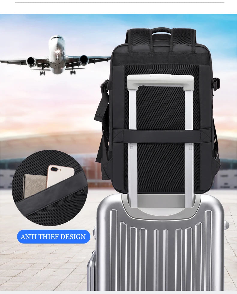 Expandable 17.3-inch Laptop Backpack – Waterproof Travel Bag for Men