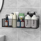 Bilayer Grid Wall Shelf – Adhesive Bathroom Organizer for Shower Storage