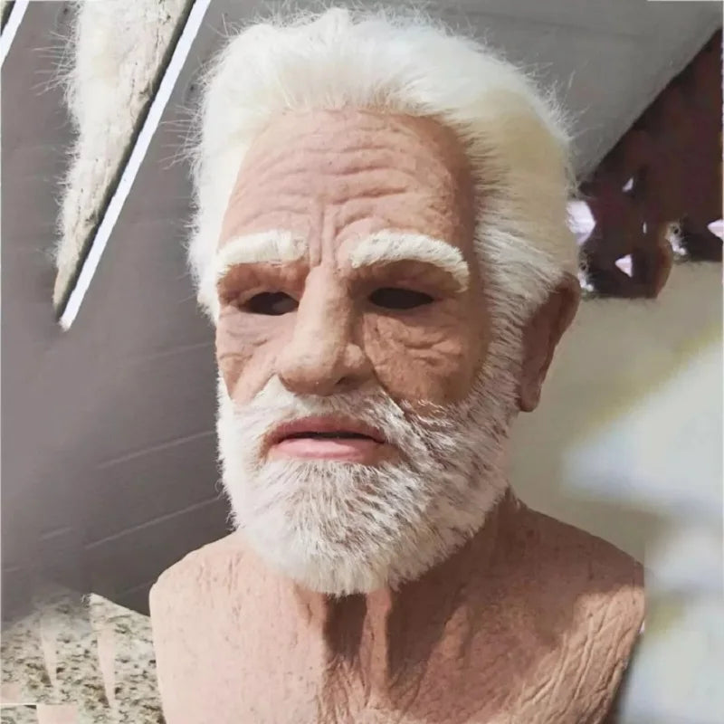 Realistic Bald Old Man Mask – Latex Creepy Cosplay Prop for Halloween