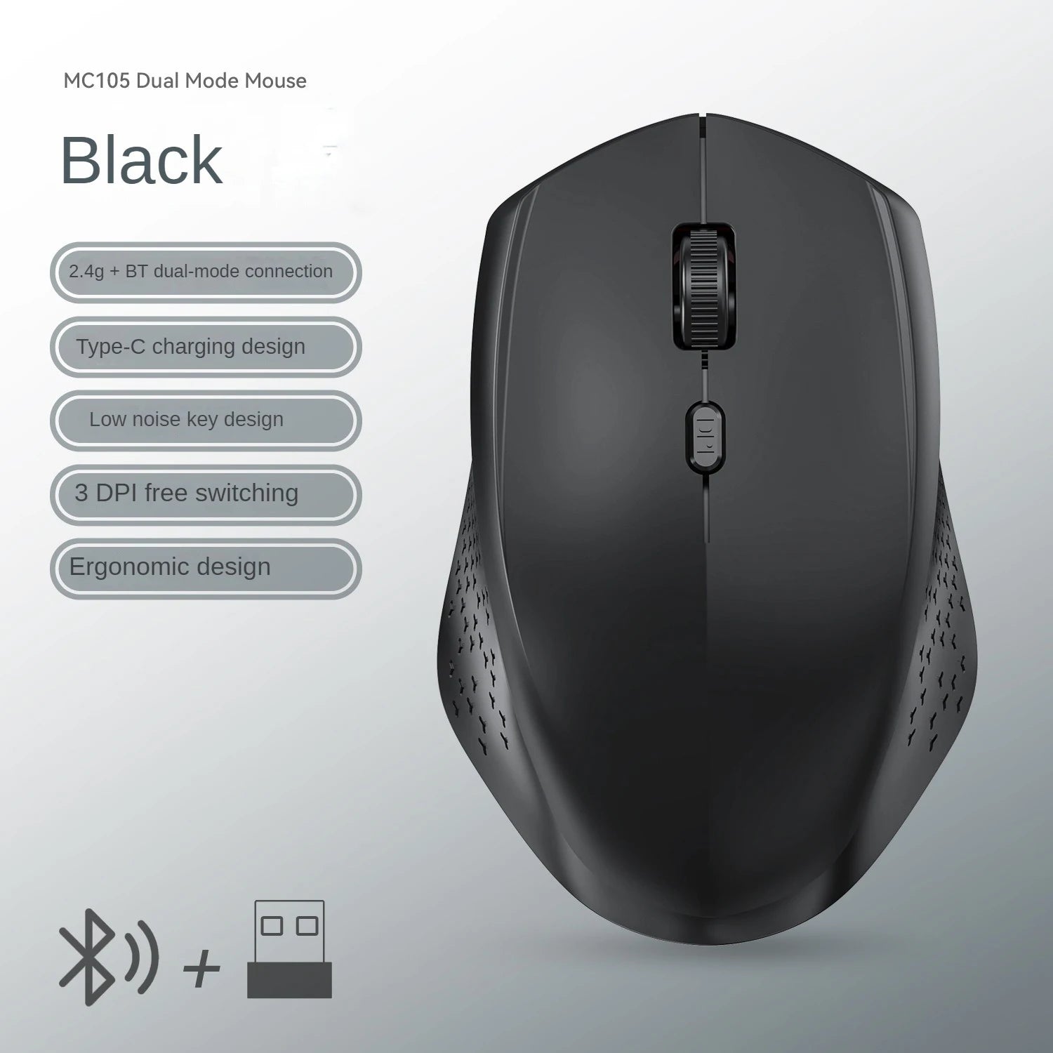 Wireless Dual-Mode Mouse – Silent Rechargeable Accessory for Laptop PC