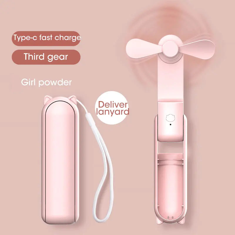 Portable USB Handheld Fan – Rechargeable Collapsible Cooler for Office Home
