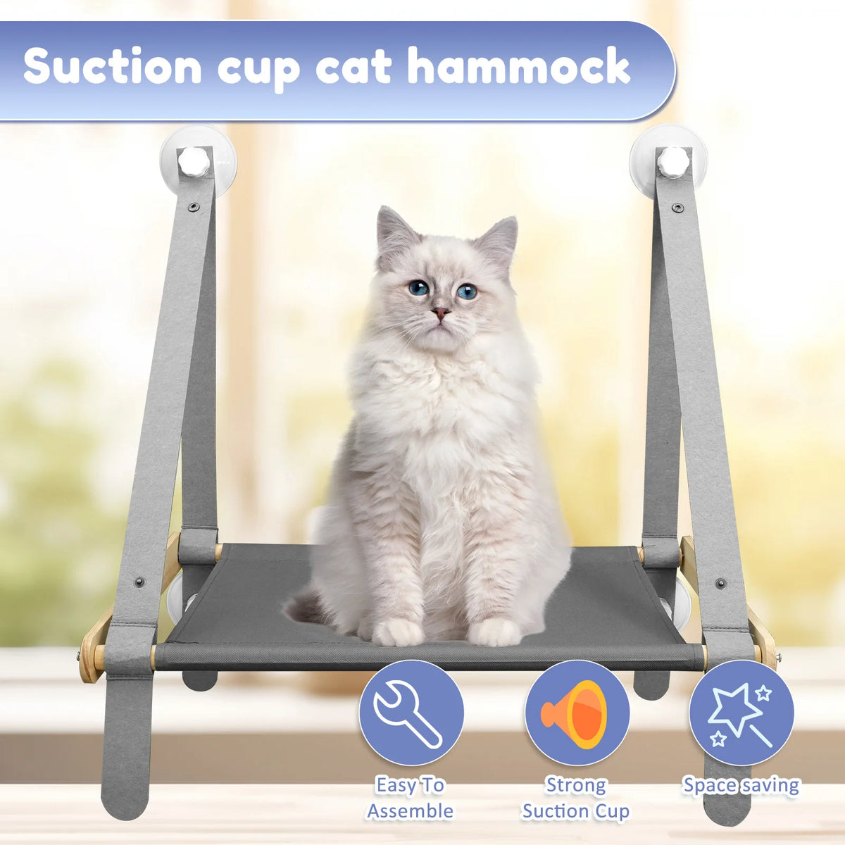 Foldable Cat Window Hammock – Suction Cup Aerial Perch for Indoor Cats