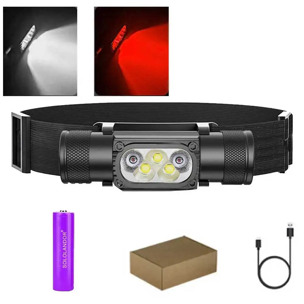 Rechargeable LED Headlamp – High Power USB-C Flashlight for Camping and Hunting