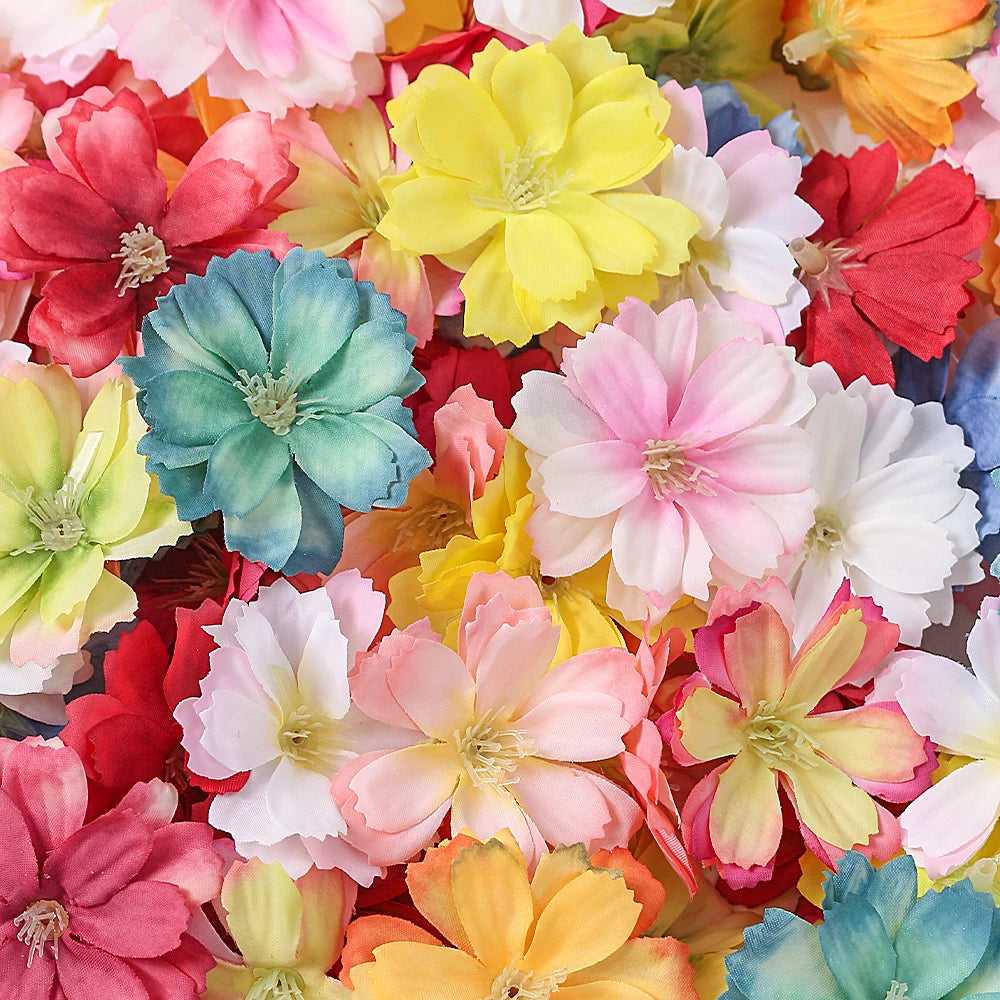 Artificial Cherry Blossom Heads – Silk Floral Decor for Weddings and DIY