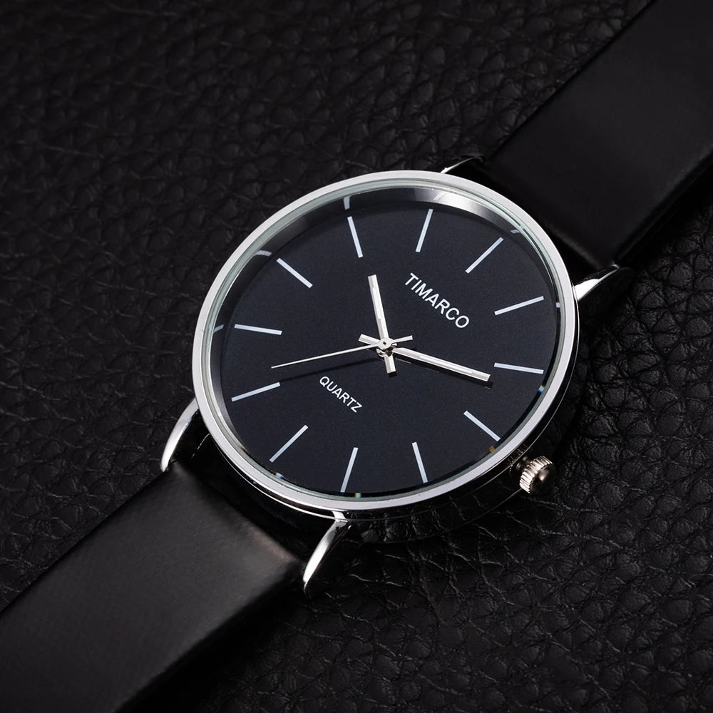 Minimalist Silver Quartz Watch – Elegant Leather Business Accessory for Women