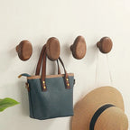 Natural Wooden Wall Hooks – Minimalist Coat and Hat Hanger for Entryway