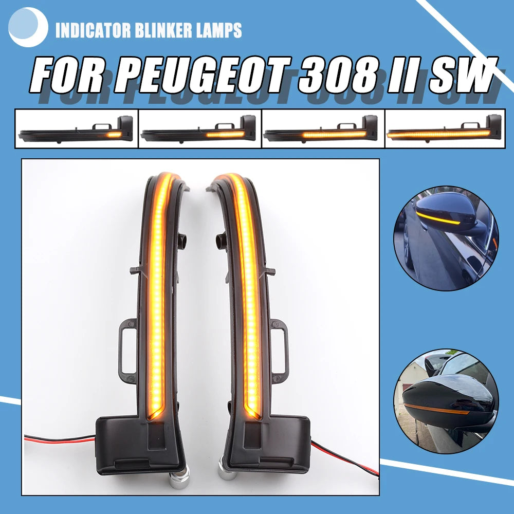 Dynamic LED Side Mirror Indicators – Sequential Turn Signals for Peugeot 308 II