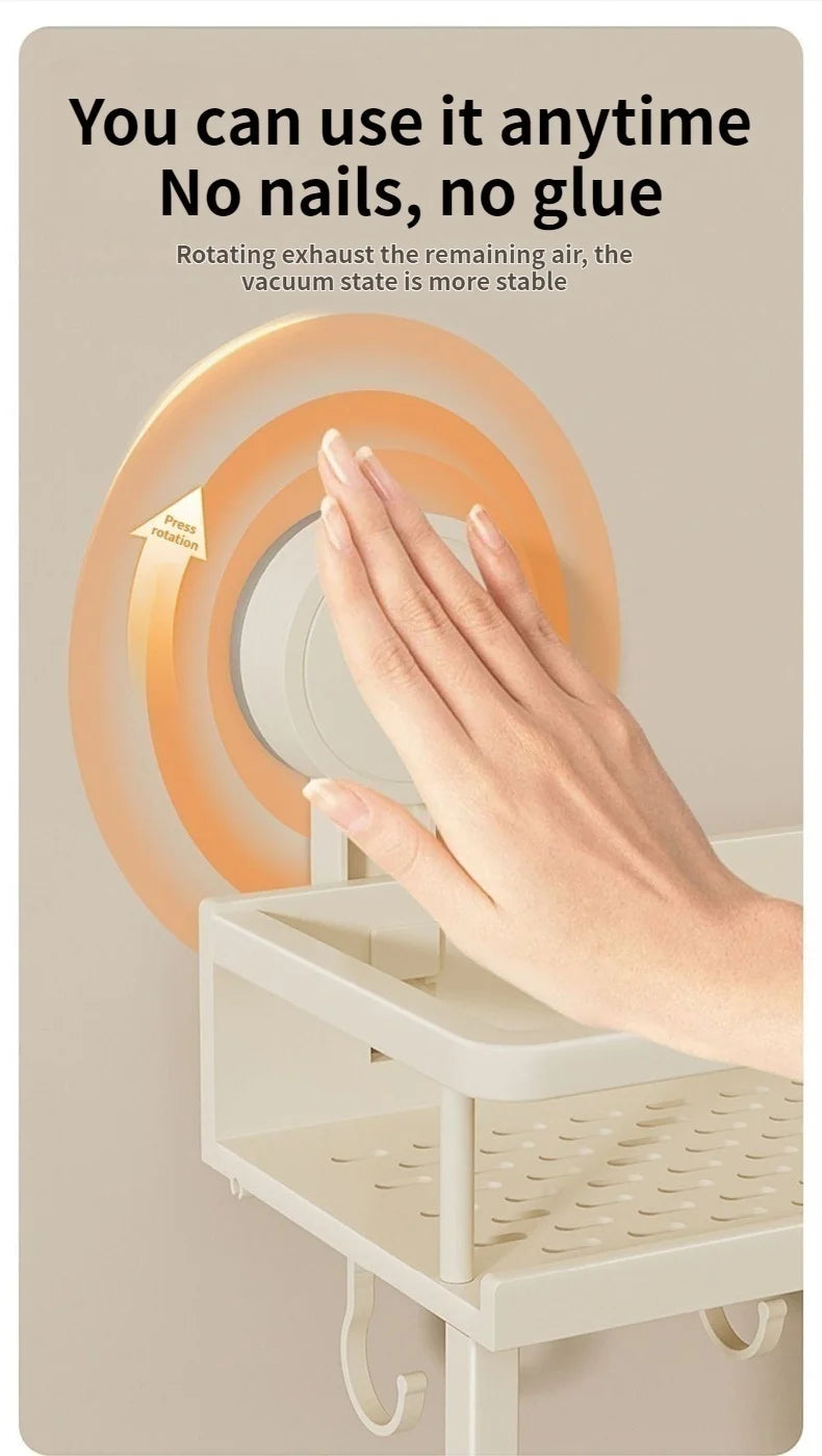 Corner Suction Storage Rack – Wall-Mounted Shelf for Bathroom Organization