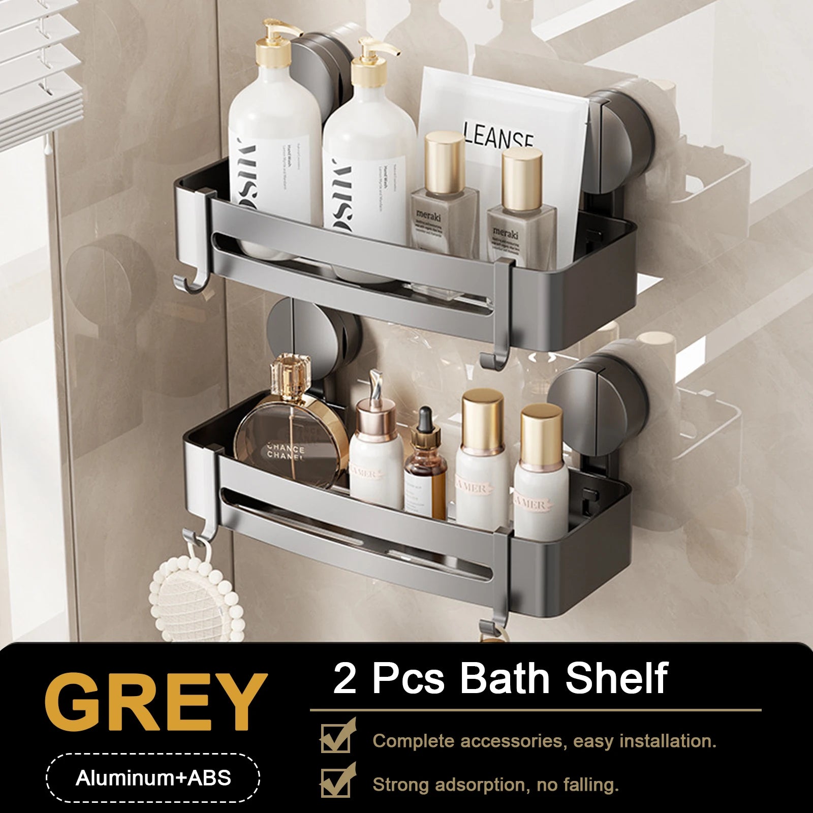 Bathroom Corner Shelf – Wall Mounted Shower Rack for Shampoo Storage