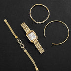 Rhinestone Rectangle Women Watches – Stainless Steel Luxury Quartz Jewelry Set