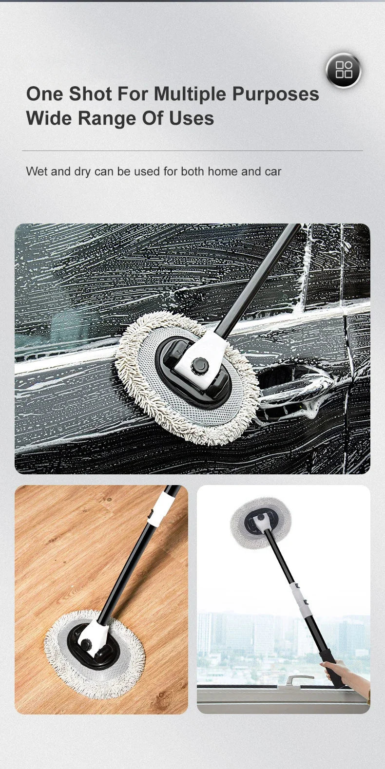 Telescoping Car Wash Brush – Soft Chenille Mop for Auto Detailing