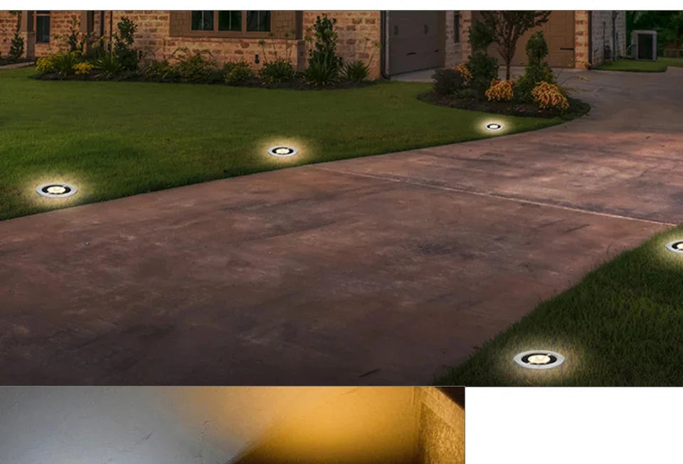 Solar LED Disk Lights – Waterproof Outdoor Landscape Path Lighting for Garden