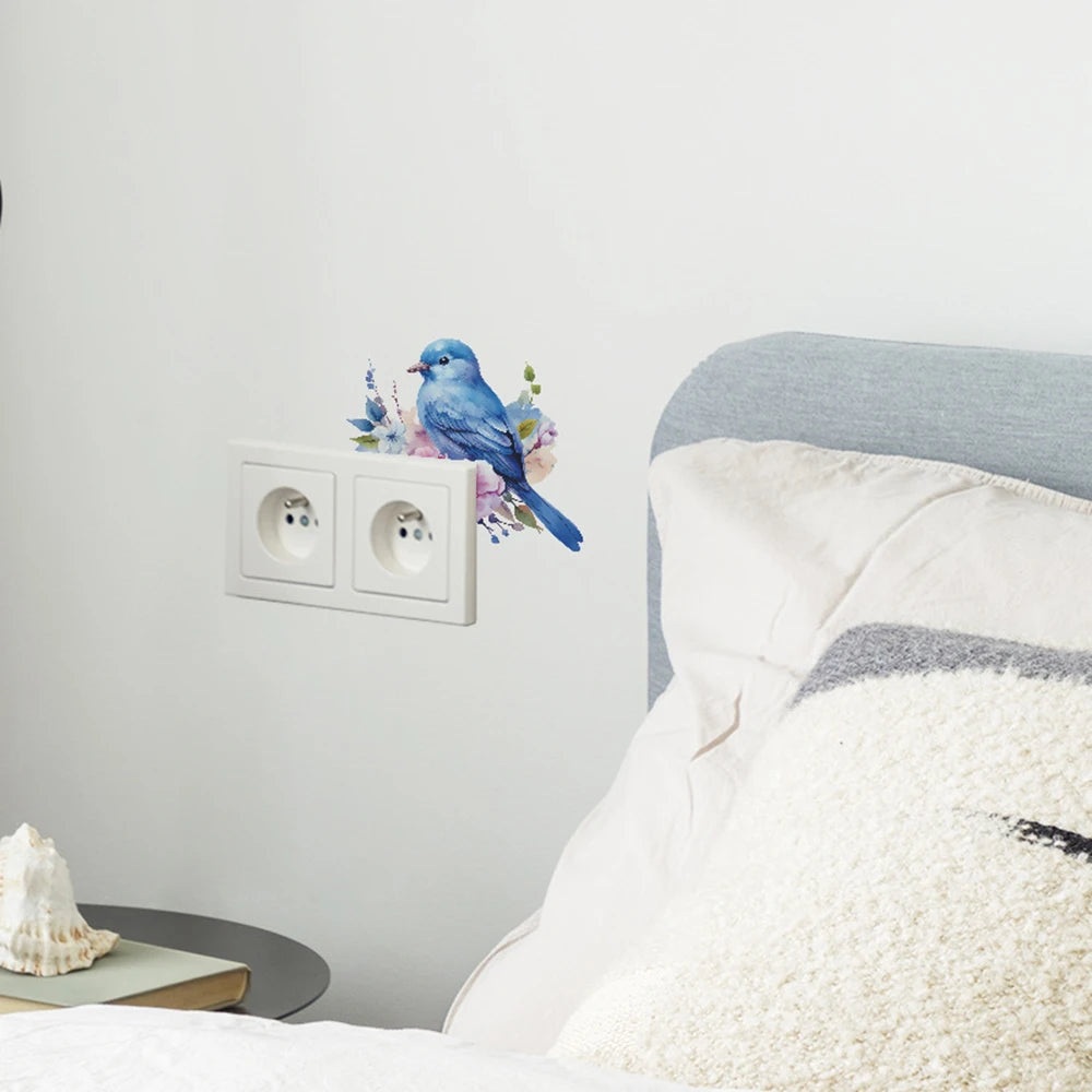 Cartoon Bird Plant Wall Decals – Decorative Vinyl Stickers for Home Decor