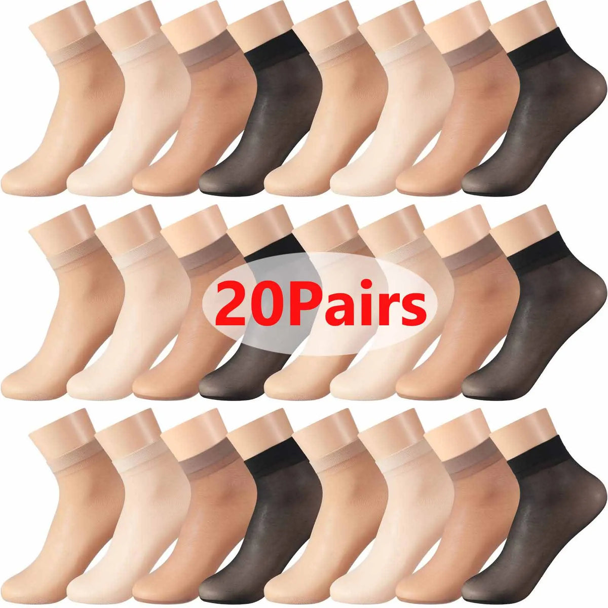 Ultrathin Crystal Nylon Ankle Socks – Sheer Summer Hosiery for Women