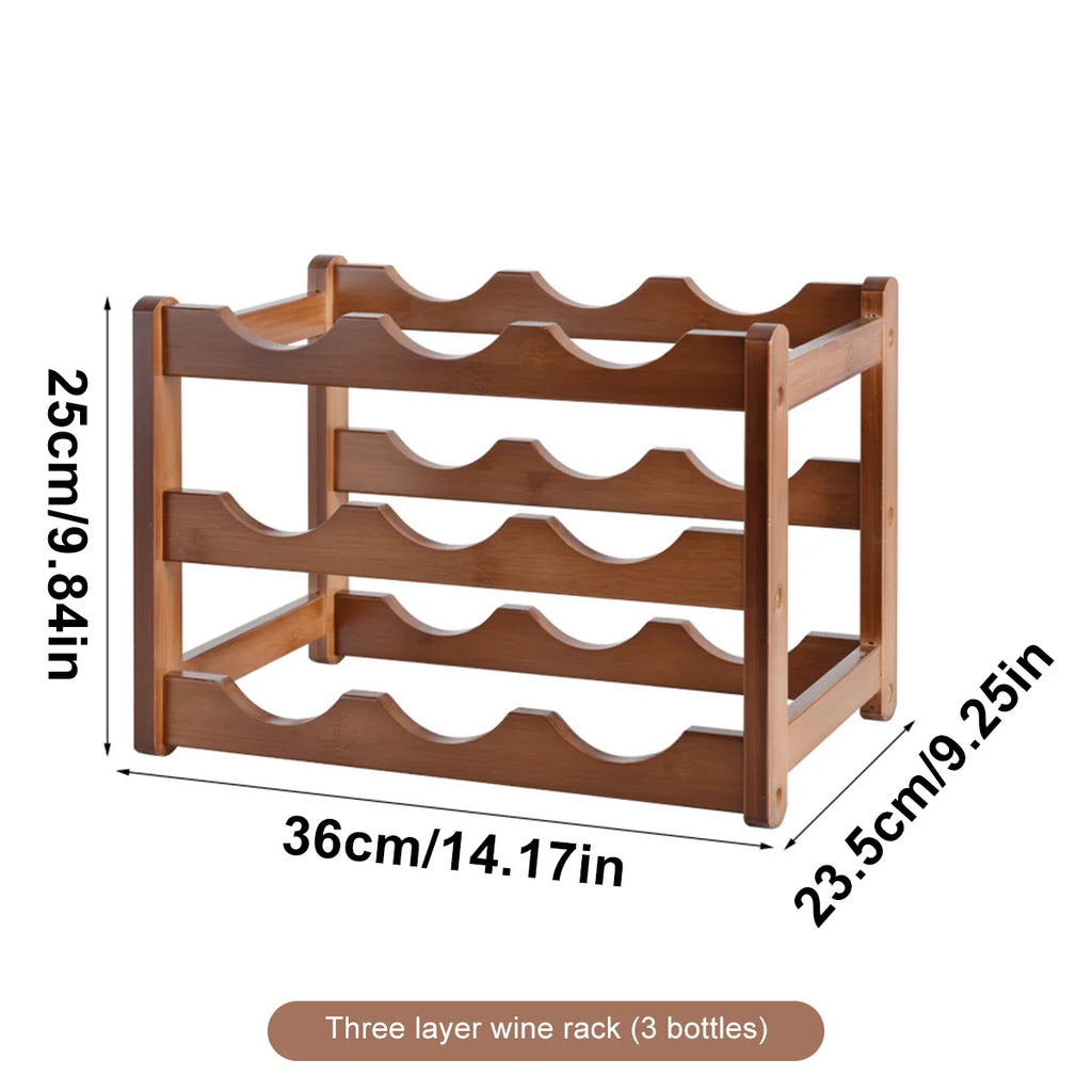 Bamboo Wine Rack – Multi-Tier Wood Display for Bar and Dining Room