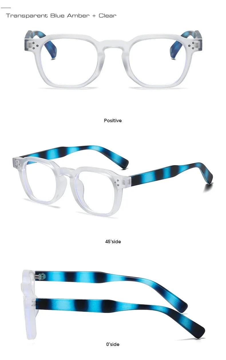 Vintage Rivet Oval Sunglasses – Leopard Anti Blue Light Frames for Men and Women