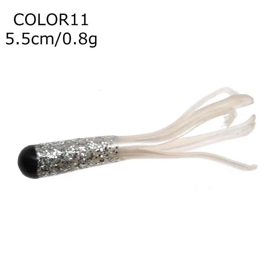 Soft Silicone Tube Worm Lure – 5cm Micro Bait for Bass Perch and Trout Fishing