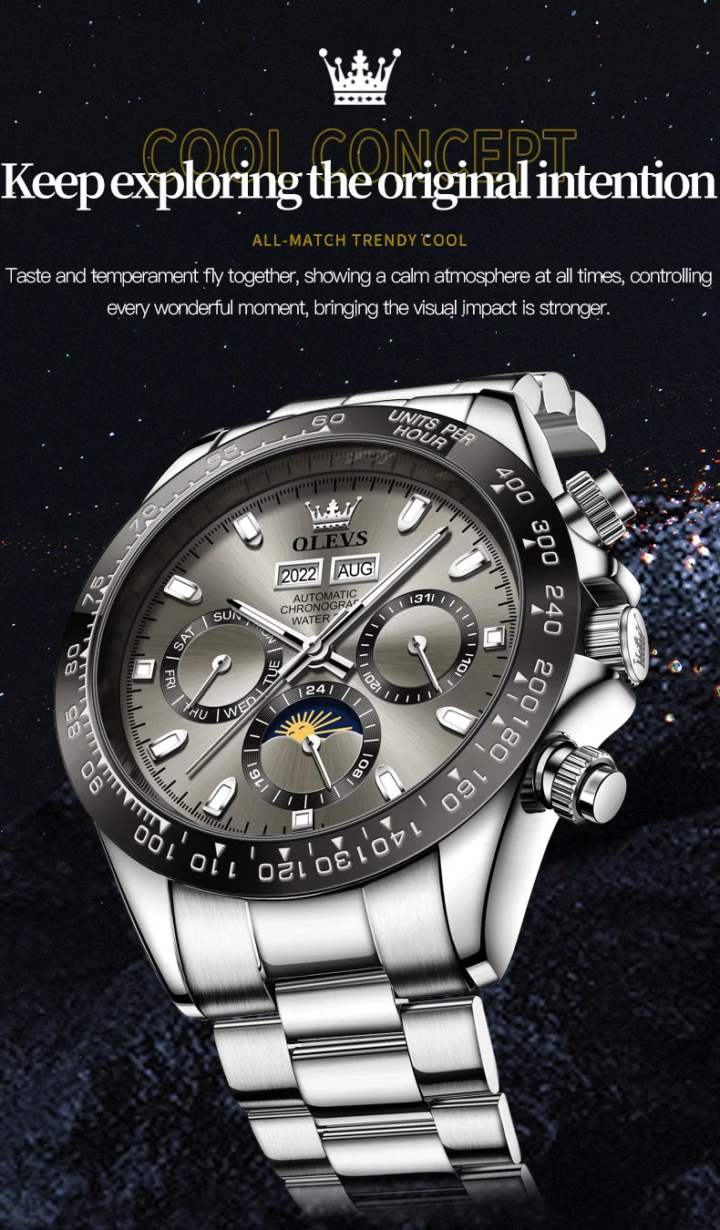 OLEVS Automatic Mechanical Watch – Luxury Chronograph for Business and Sports