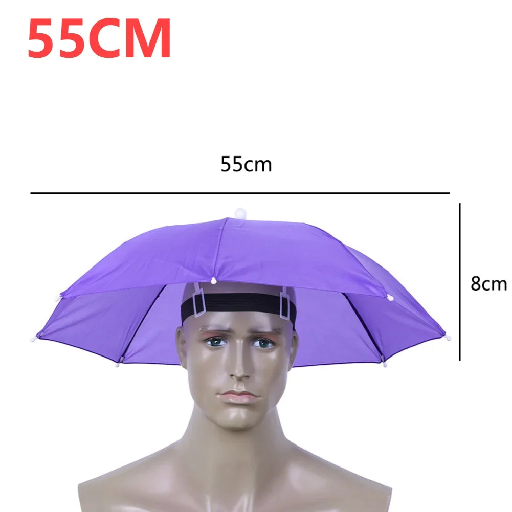 Hands-Free Umbrella Hat – Waterproof Sunscreen Headwear for Hiking and Camping