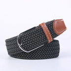 Woven Elastic Canvas Belt – Stretch Braided Buckle Strap for Casual Jeans