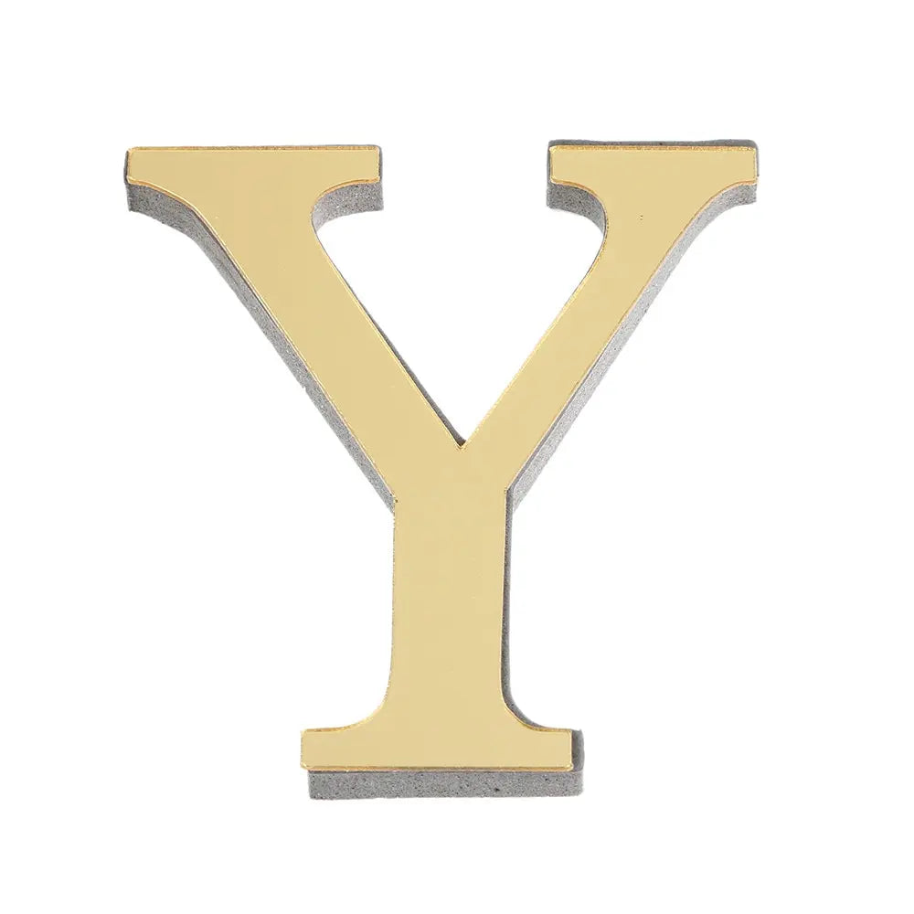 3D Gold Acrylic Letter Wall Stickers – Self-Adhesive Alphabet Home Decor